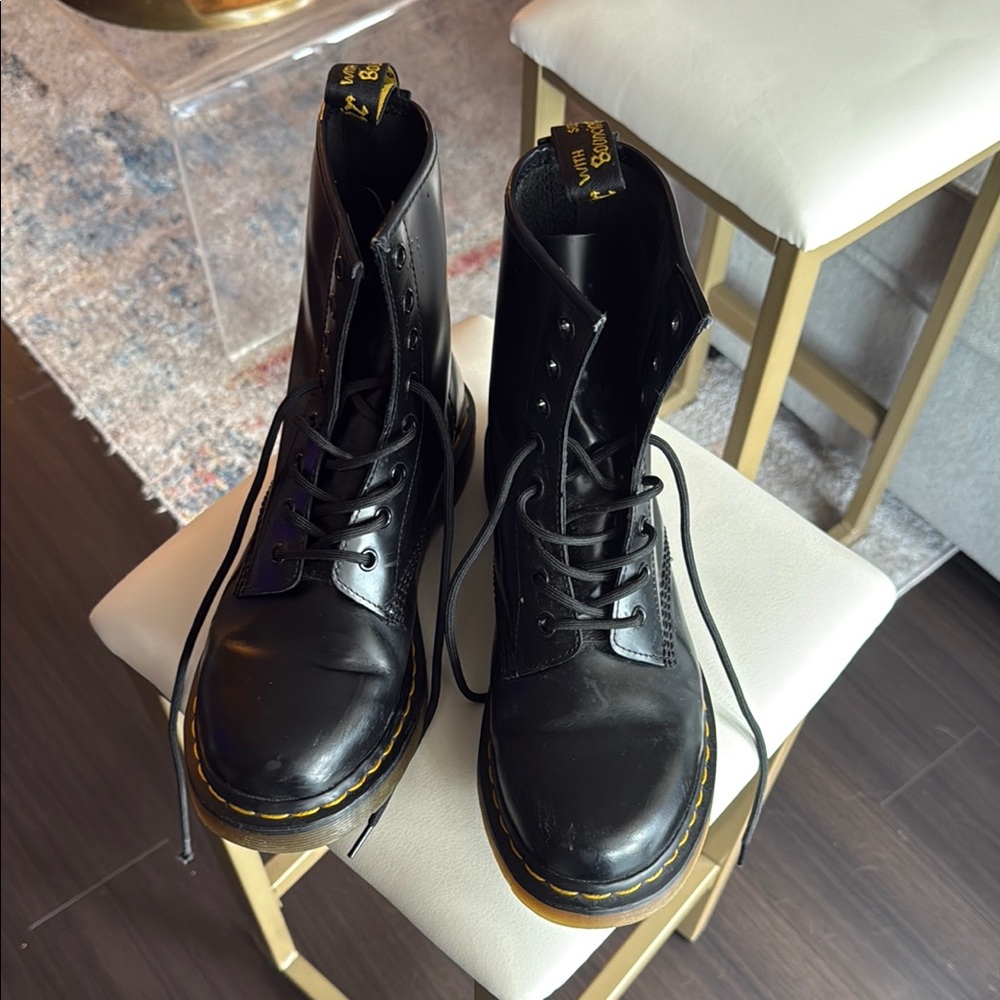 Dr. Martens Black Leather Combat Boots